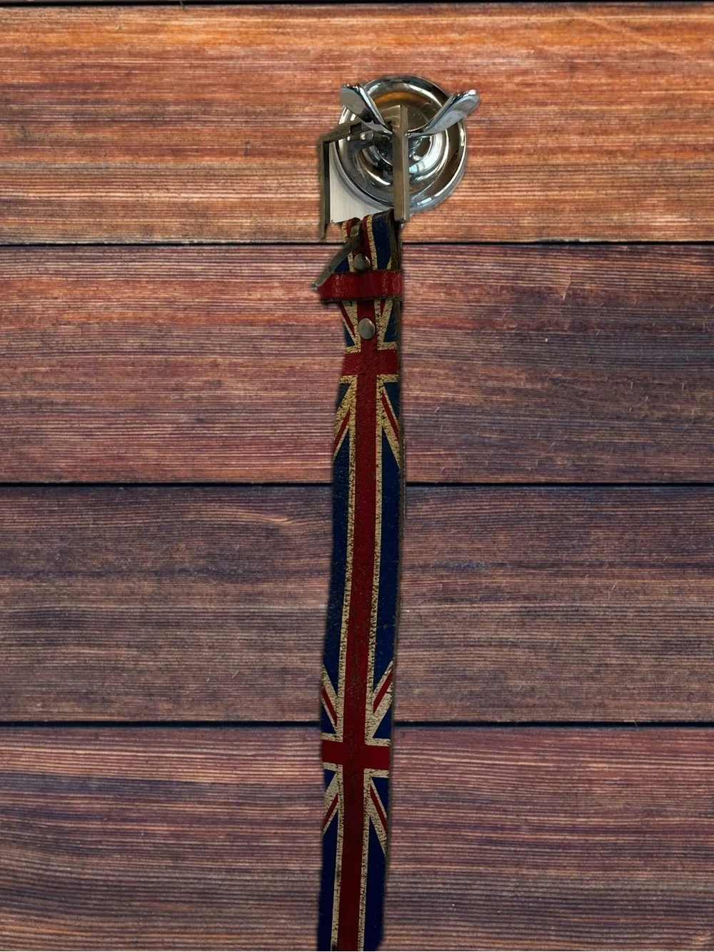 Distressed Union Jack Leather Belt 36”